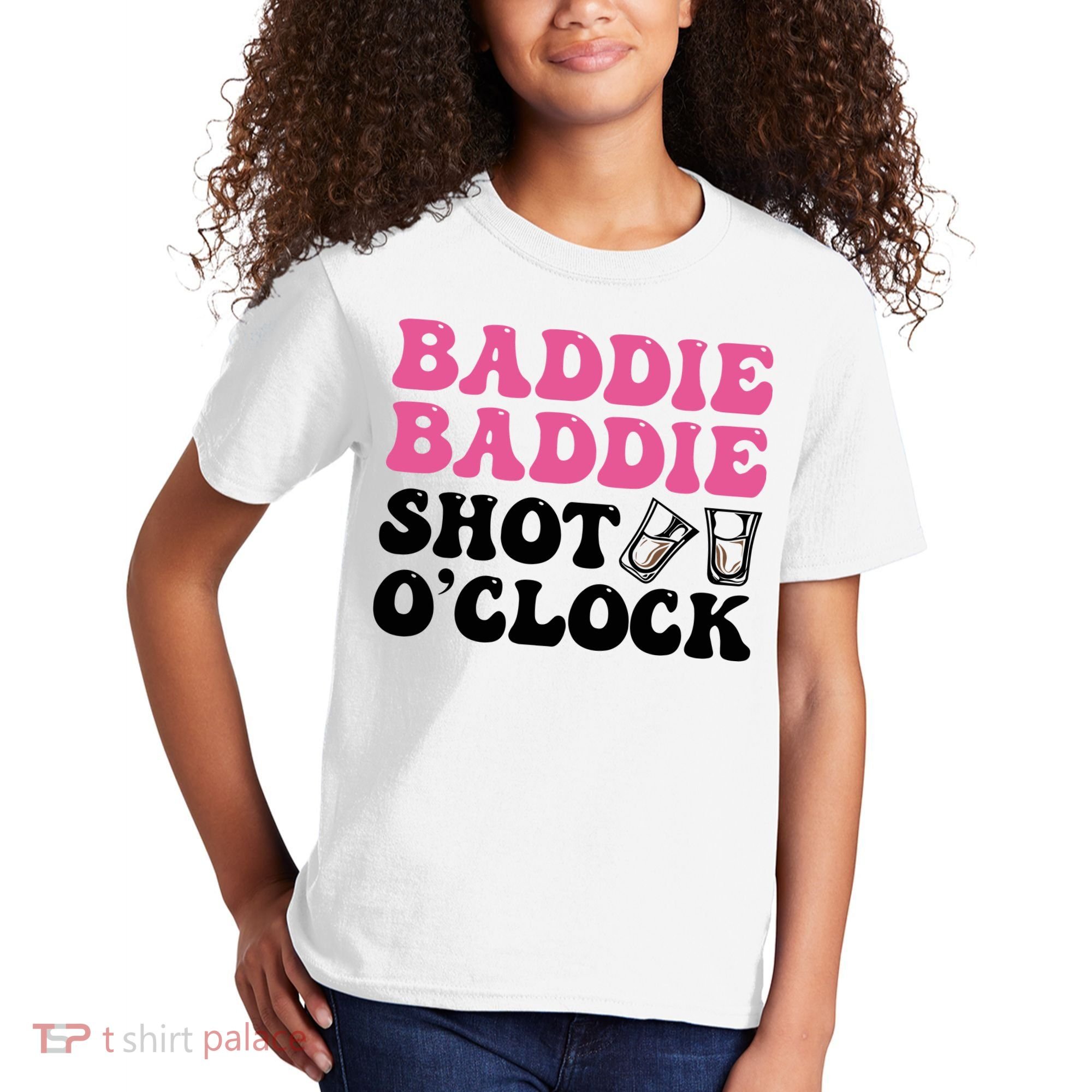 Baddies Caribbean Baddie Baddie Shot O Clock Kids T-Shirt