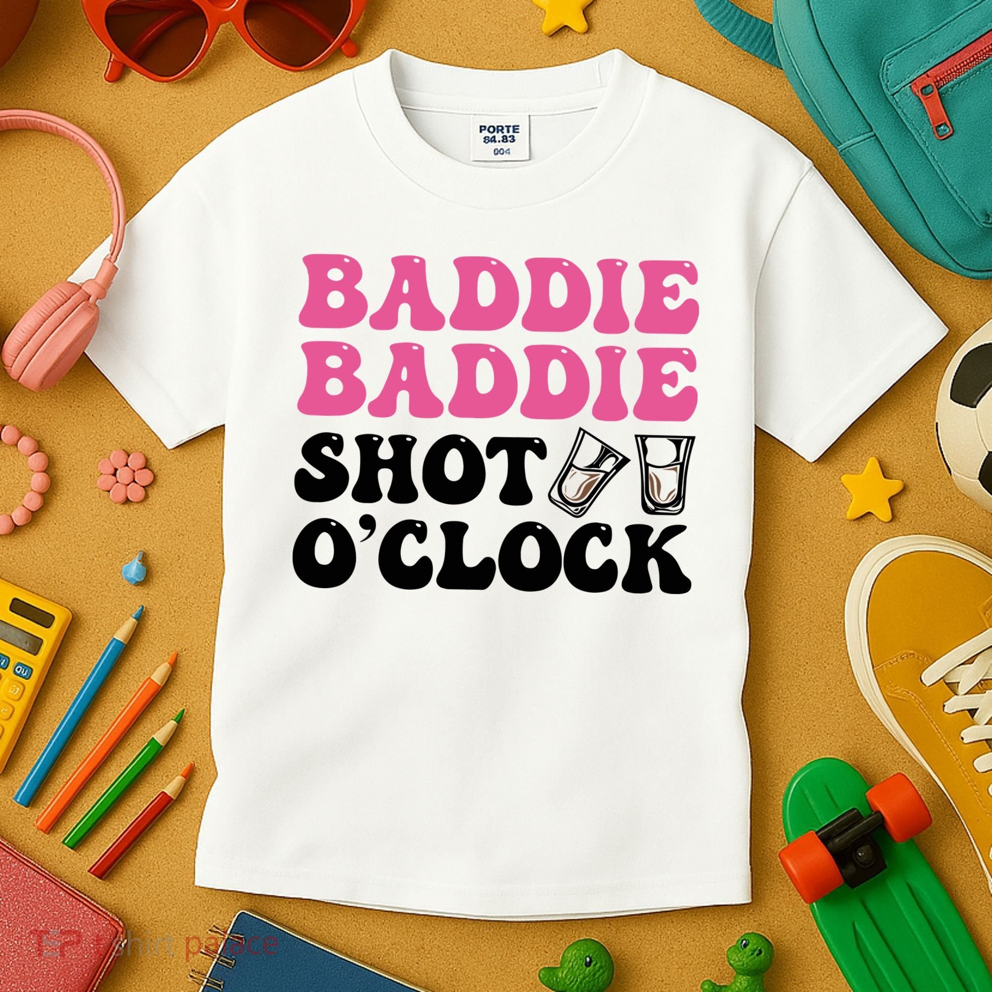 Baddies Caribbean Baddie Baddie Shot O Clock Kids T-Shirt