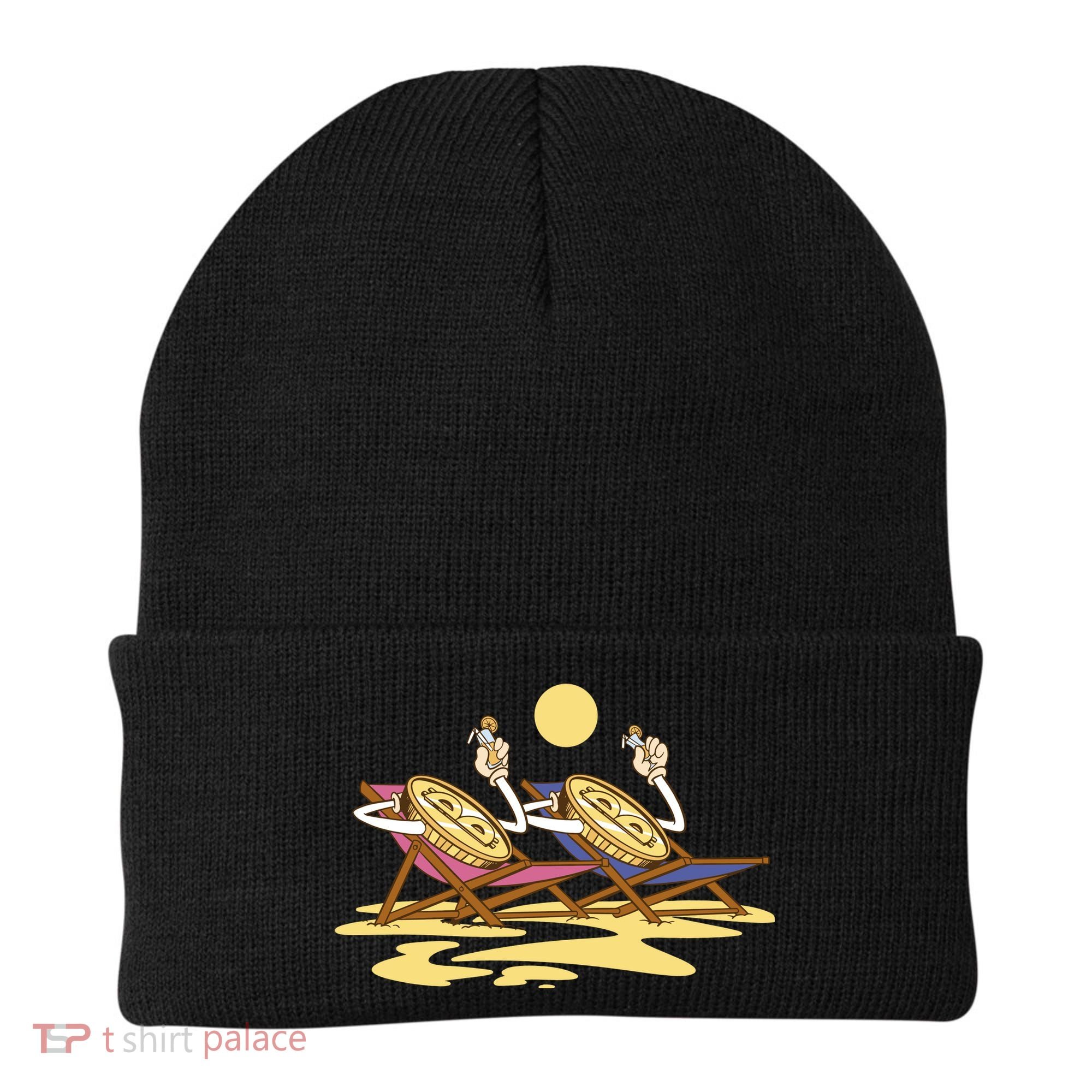 Bitcoin Crypto Beach Vacation Beanie