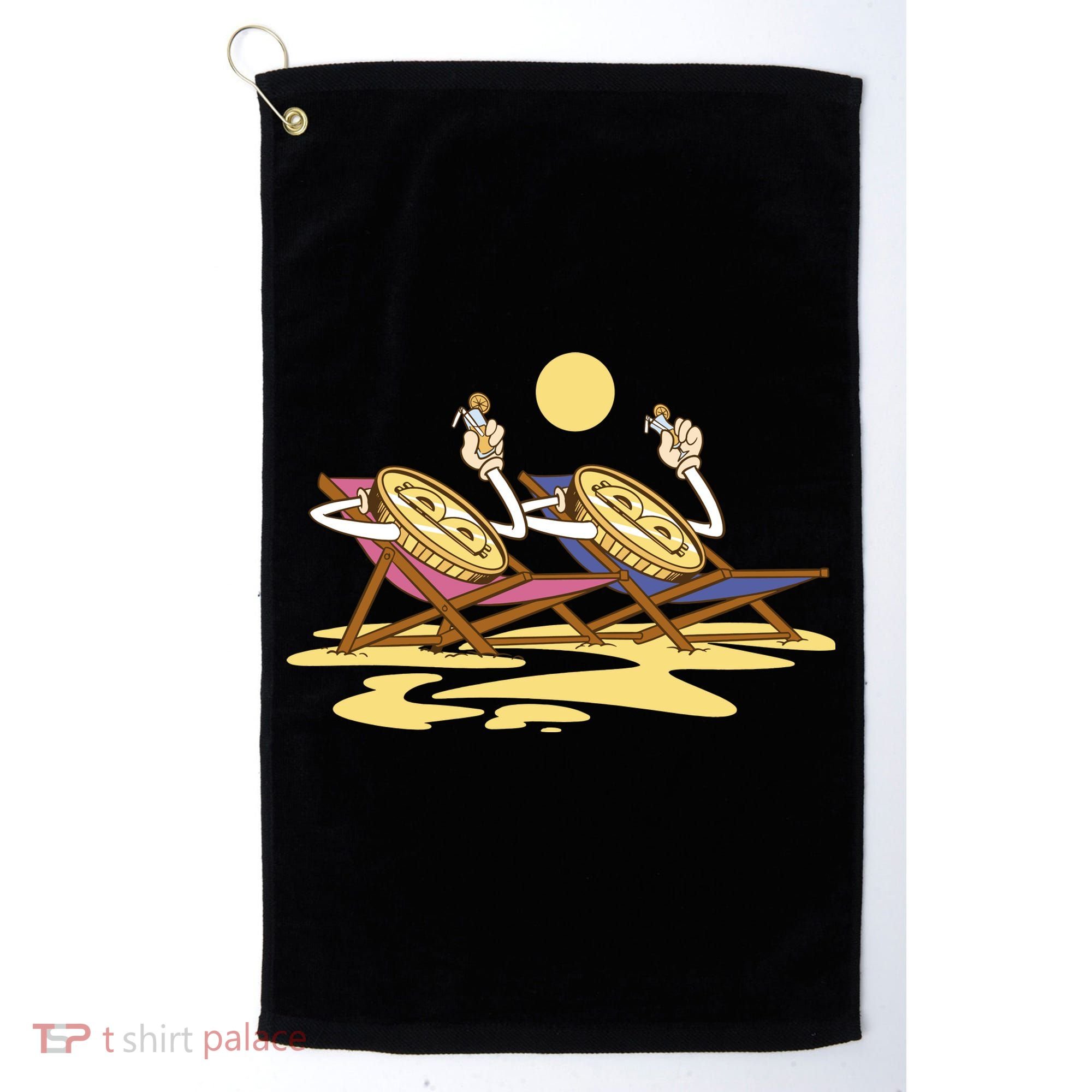 Bitcoin Crypto Beach Vacation Golf Towel
