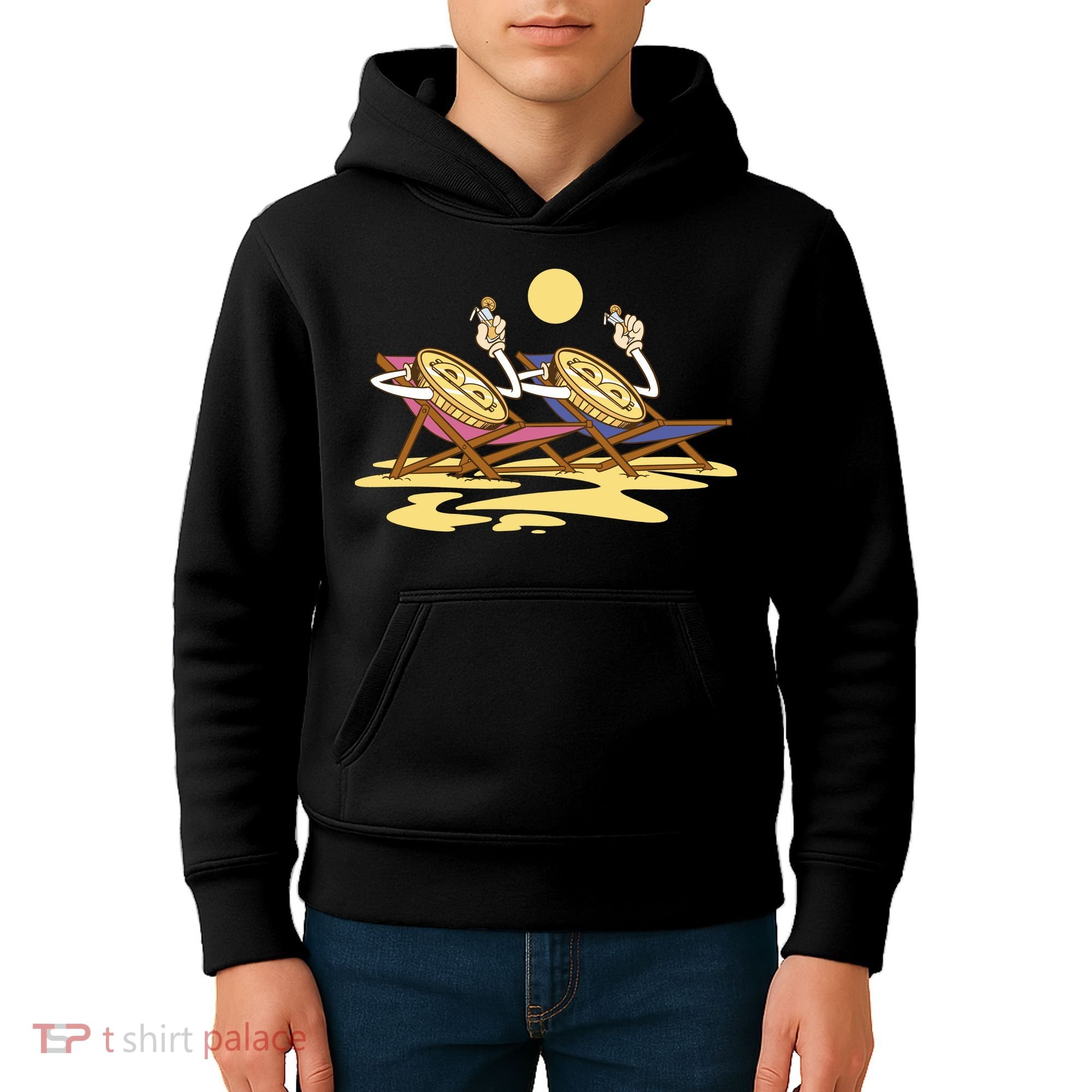 Bitcoin Crypto Beach Vacation Kids Hoodie