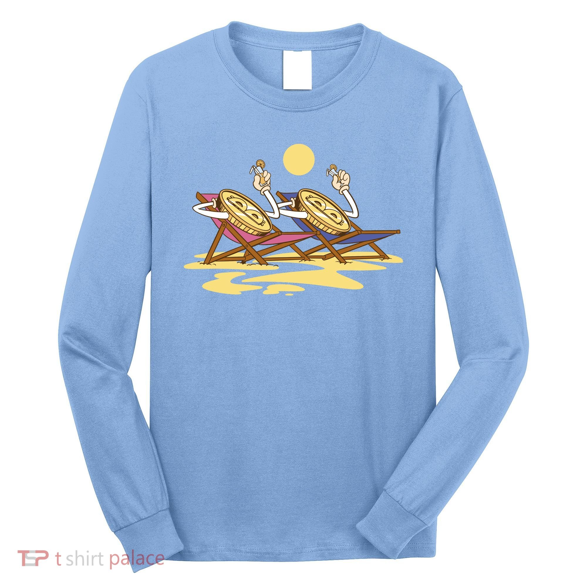 Bitcoin Crypto Beach Vacation Long Sleeve Shirt