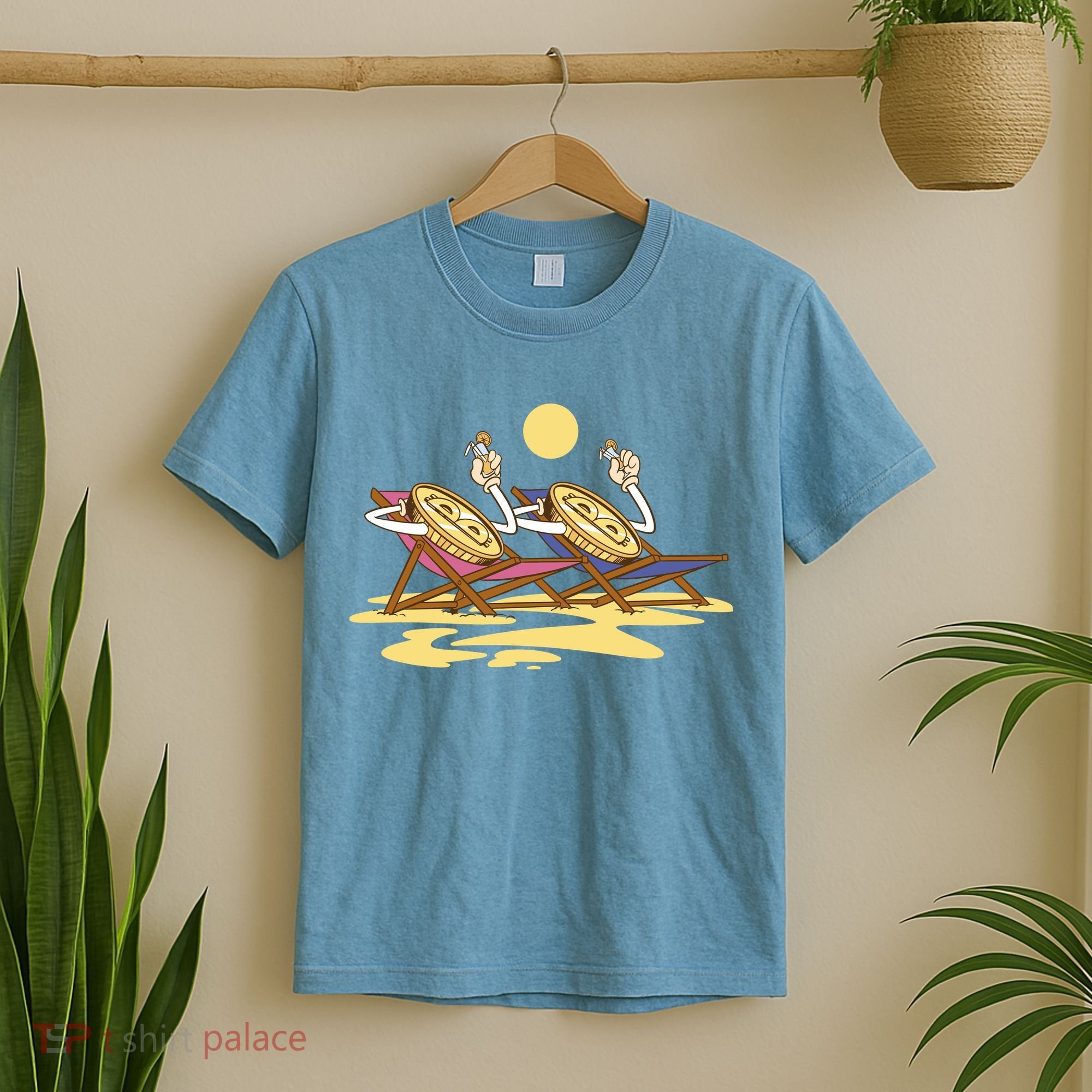 Bitcoin Crypto Beach Vacation T-Shirt