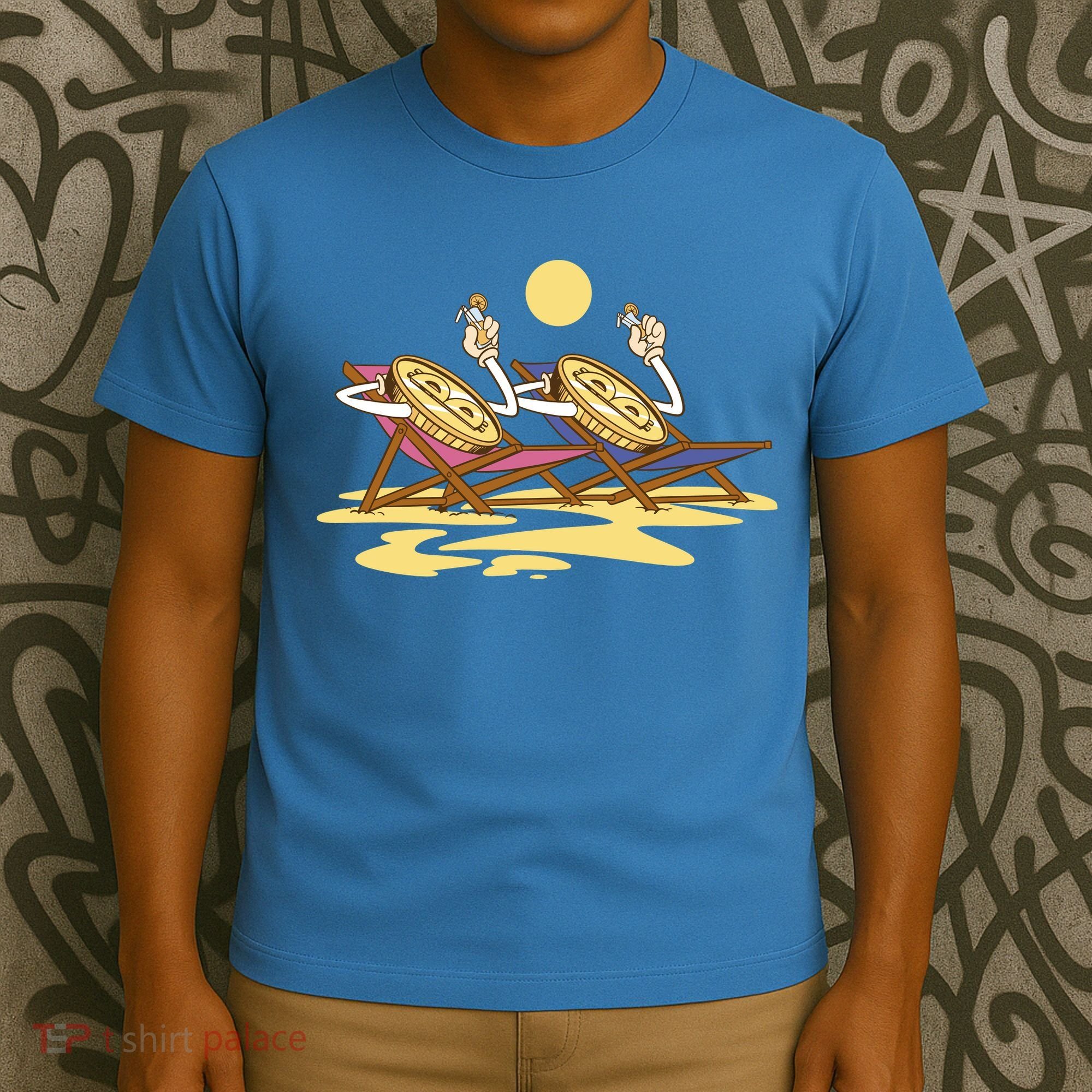 Bitcoin Crypto Beach Vacation T-Shirt