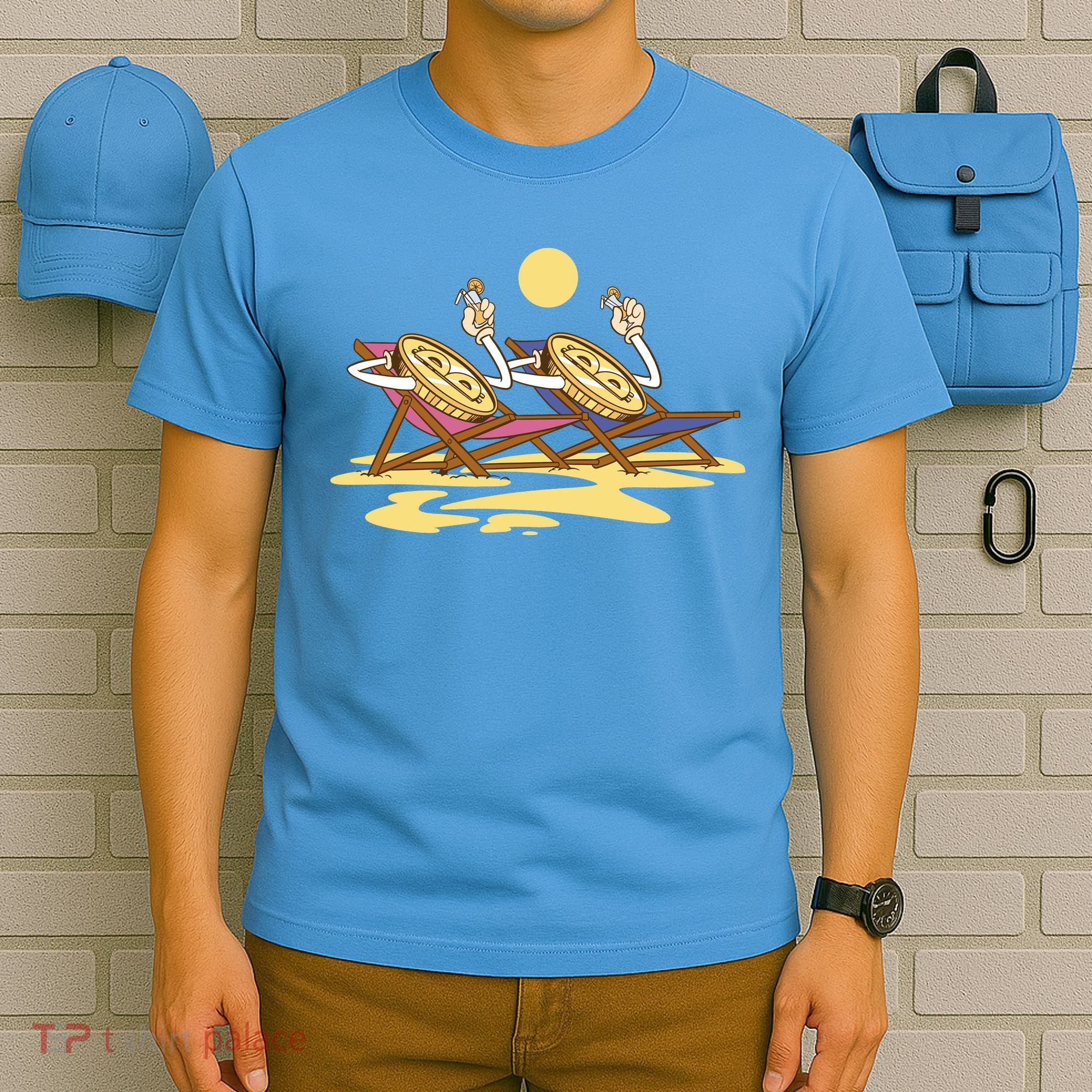 Bitcoin Crypto Beach Vacation T-Shirt