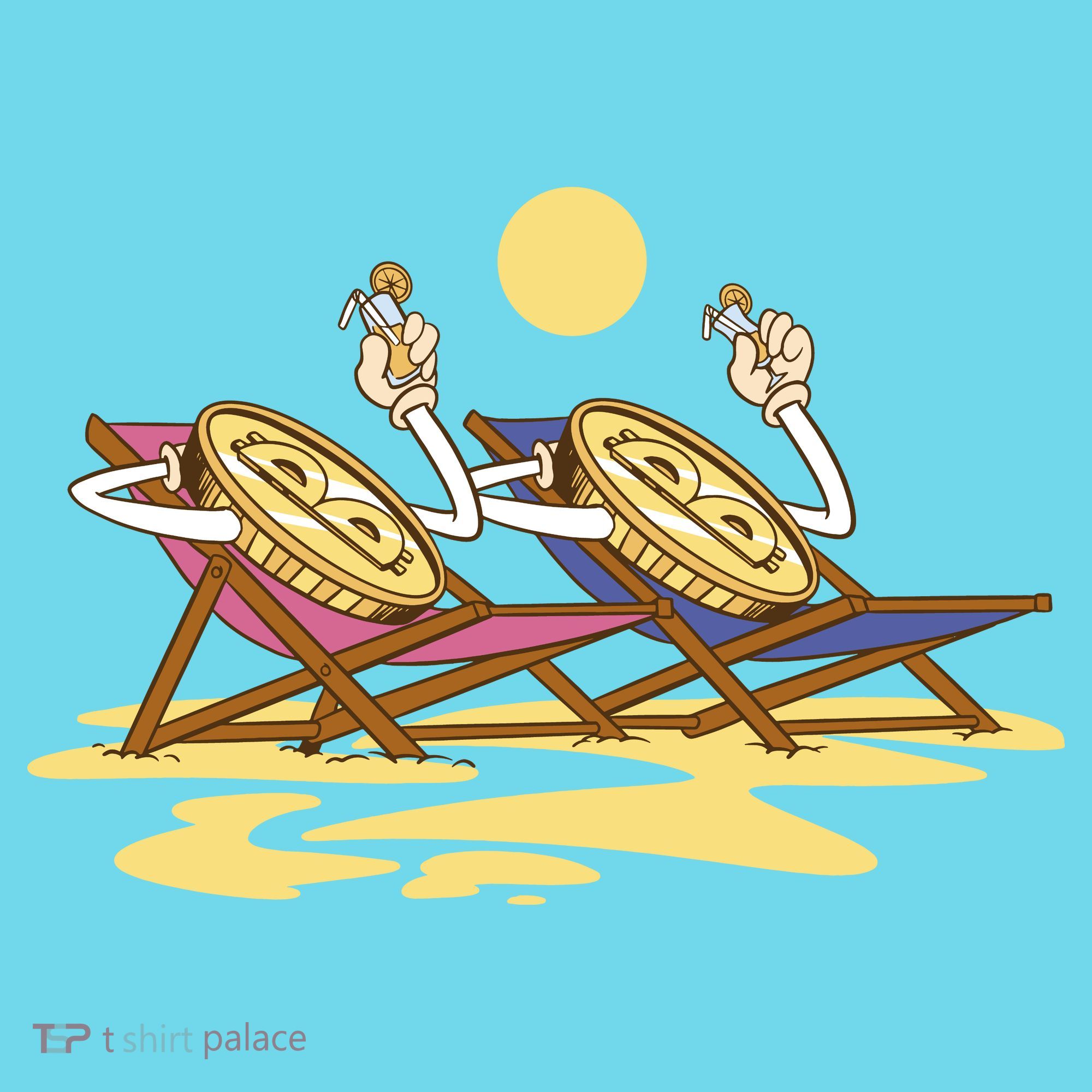 Bitcoin Crypto Beach Vacation Button