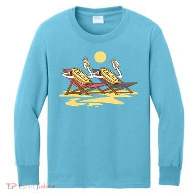 Bitcoin Crypto Beach Vacation Kids Long Sleeve Shirt