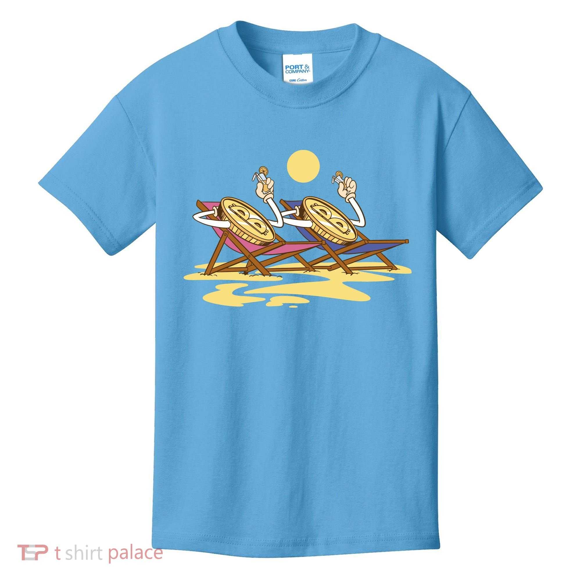 Bitcoin Crypto Beach Vacation Kids T-Shirt