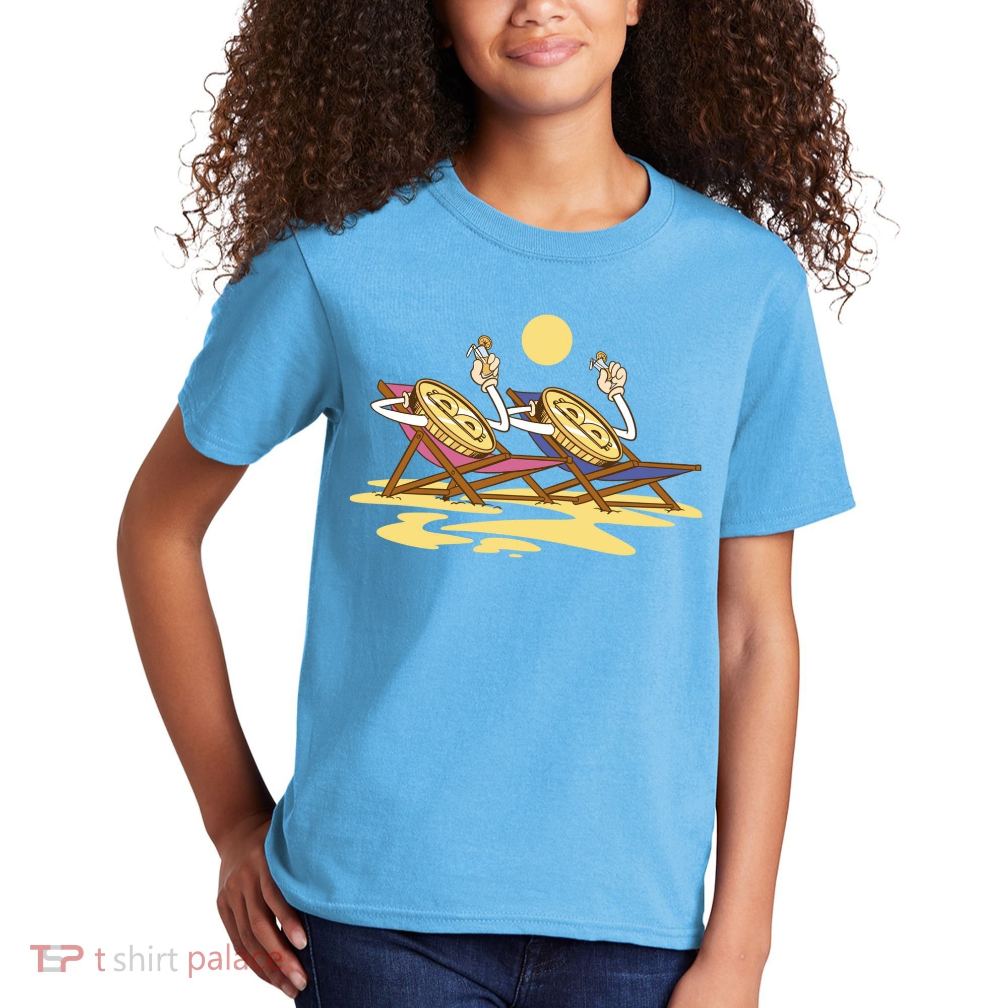 Bitcoin Crypto Beach Vacation Kids T-Shirt