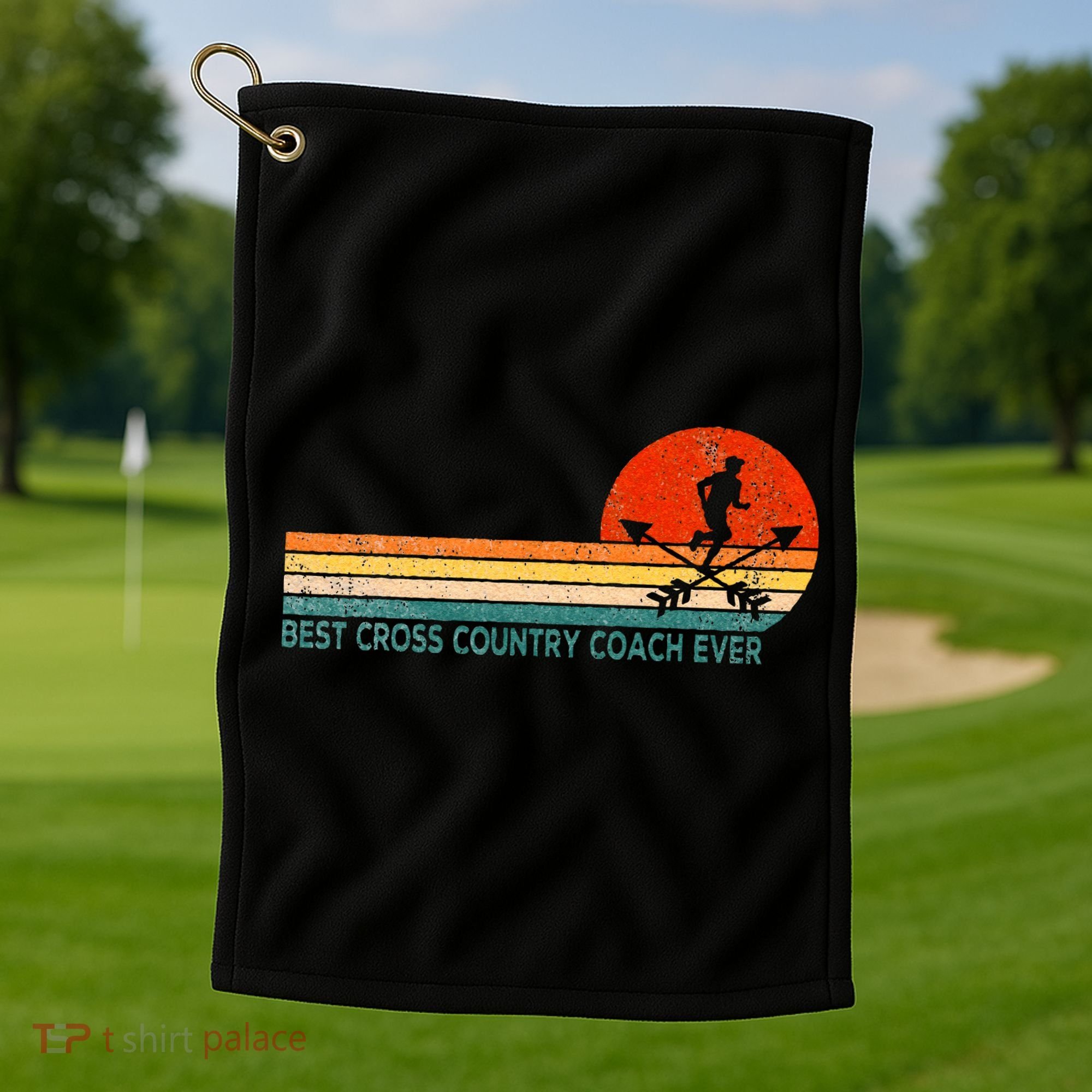 Best Cross Country Coach Cross Country Running Coach Retro Golf Towel