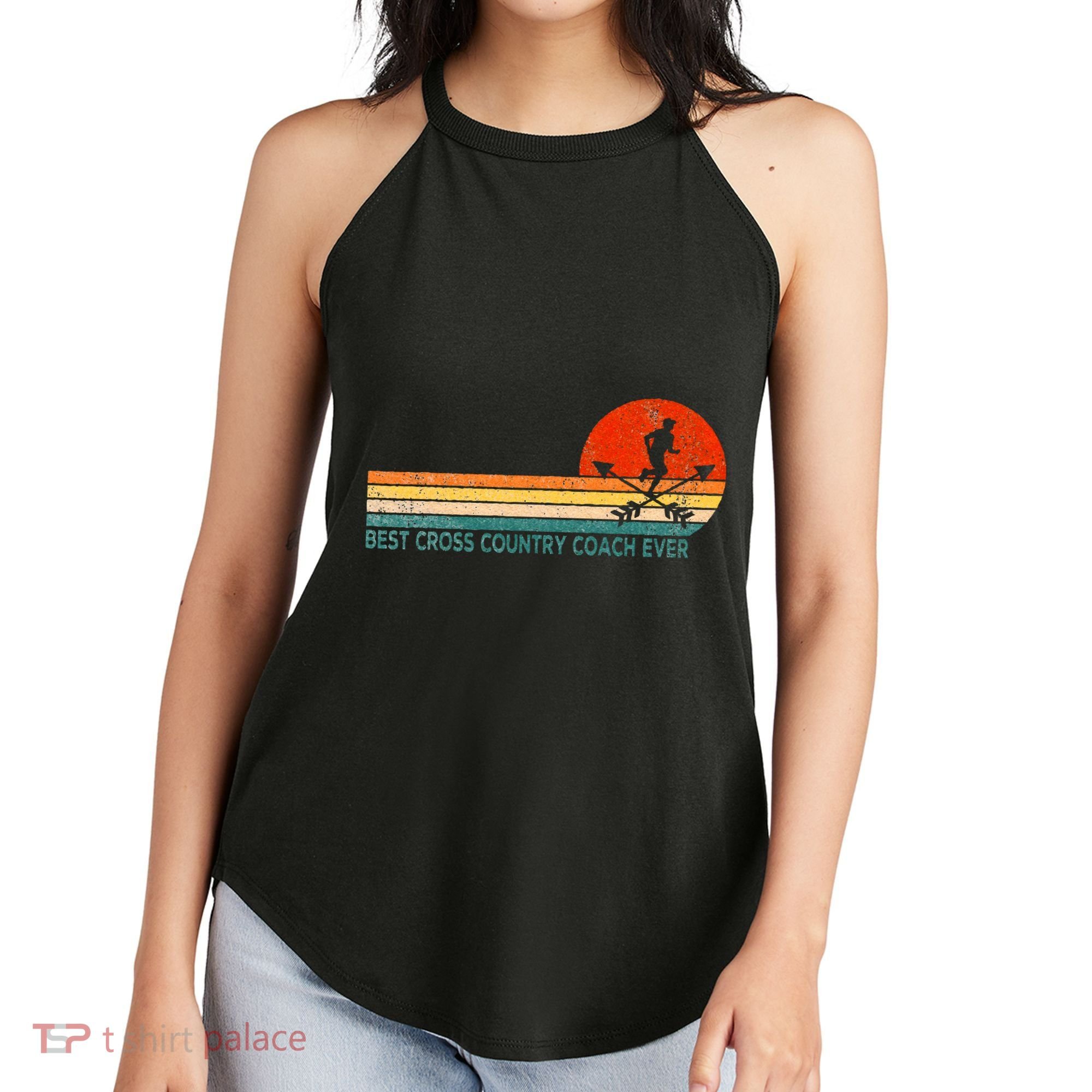 Best Cross Country Coach Cross Country Running Coach Retro Women's Perfect Tri Rocker Tank