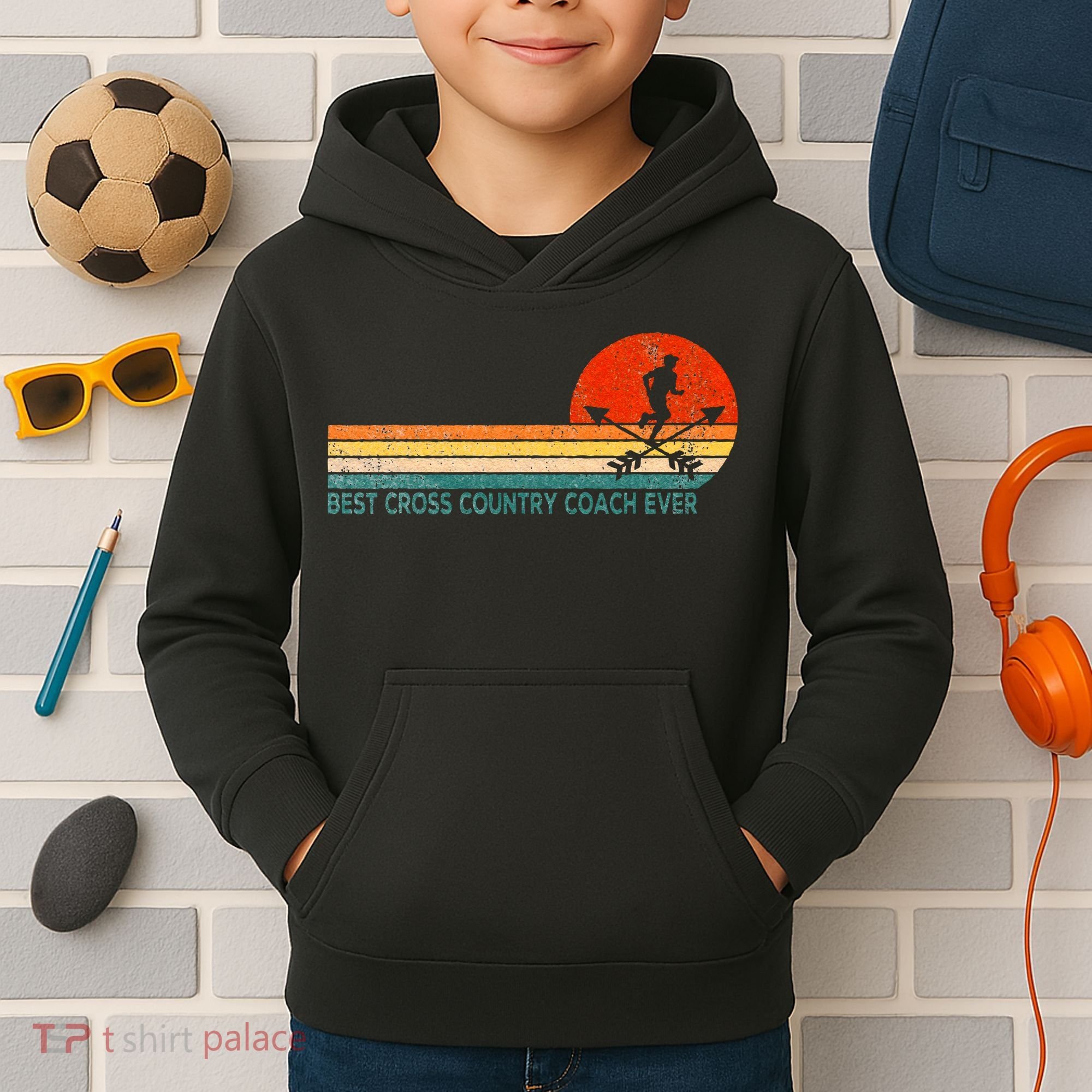 Best Cross Country Coach Cross Country Running Coach Retro Kids Hoodie