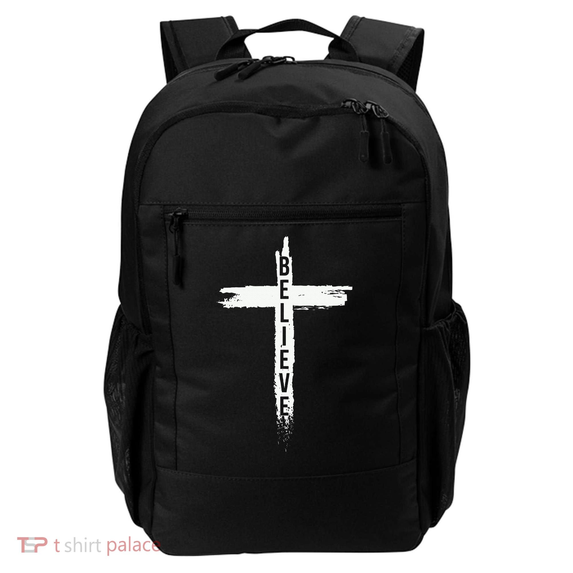 Believe Christian Cross Jesus Christ Christians Backpack