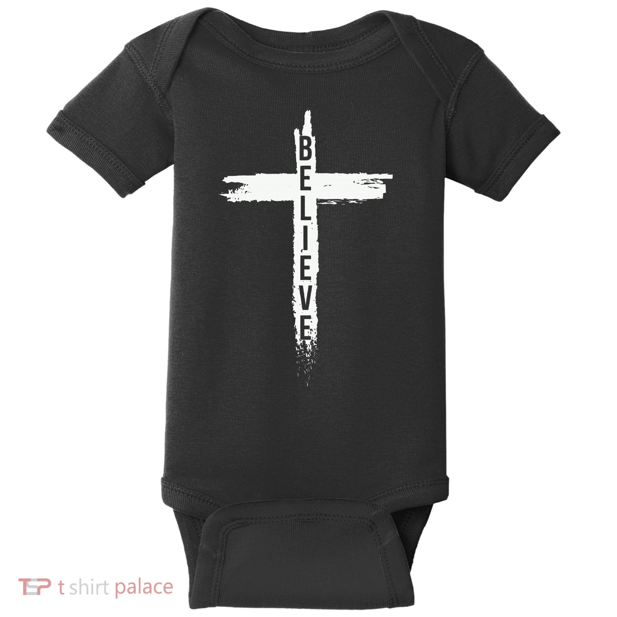 Believe Christian Cross Jesus Christ Christians Baby Bodysuit