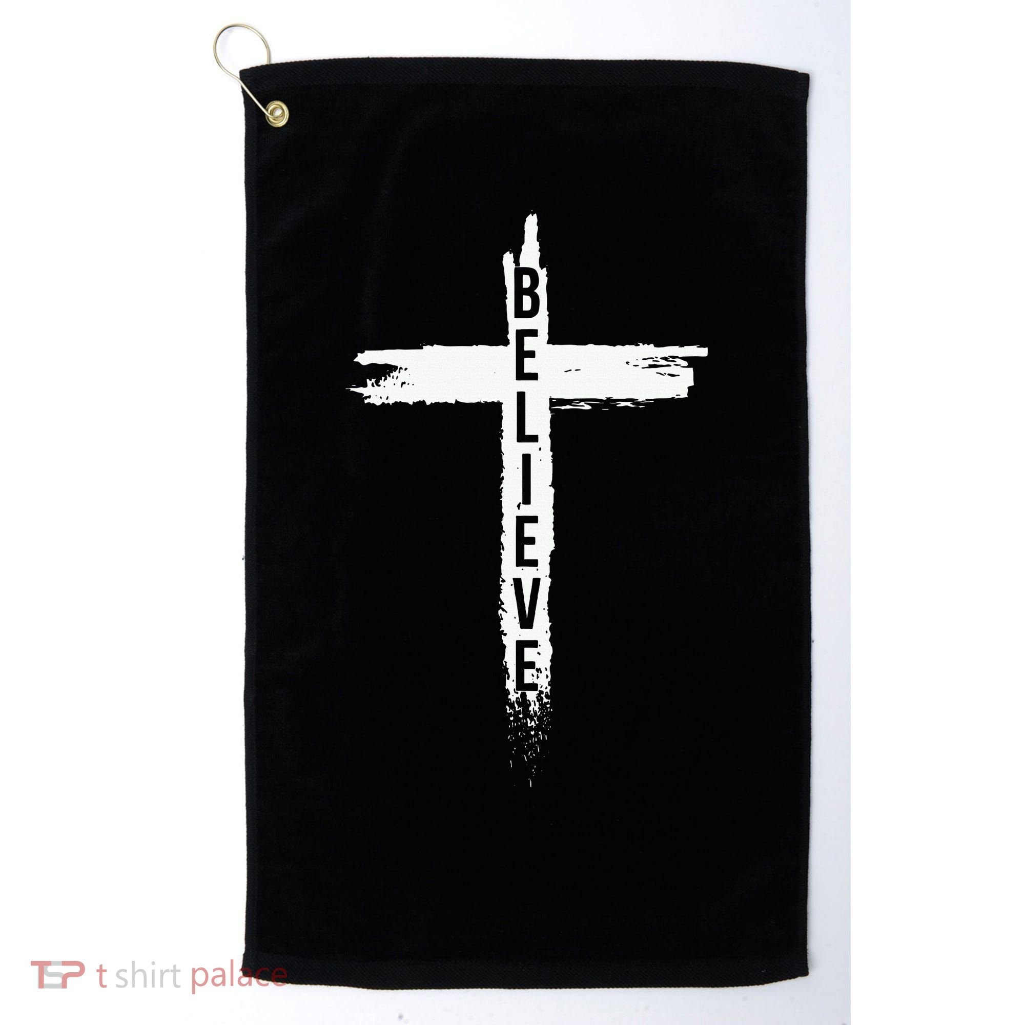 Believe Christian Cross Jesus Christ Christians Golf Towel