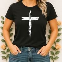 Believe Christian Cross Jesus Christ Christians Women's T-Shirt thumb 2