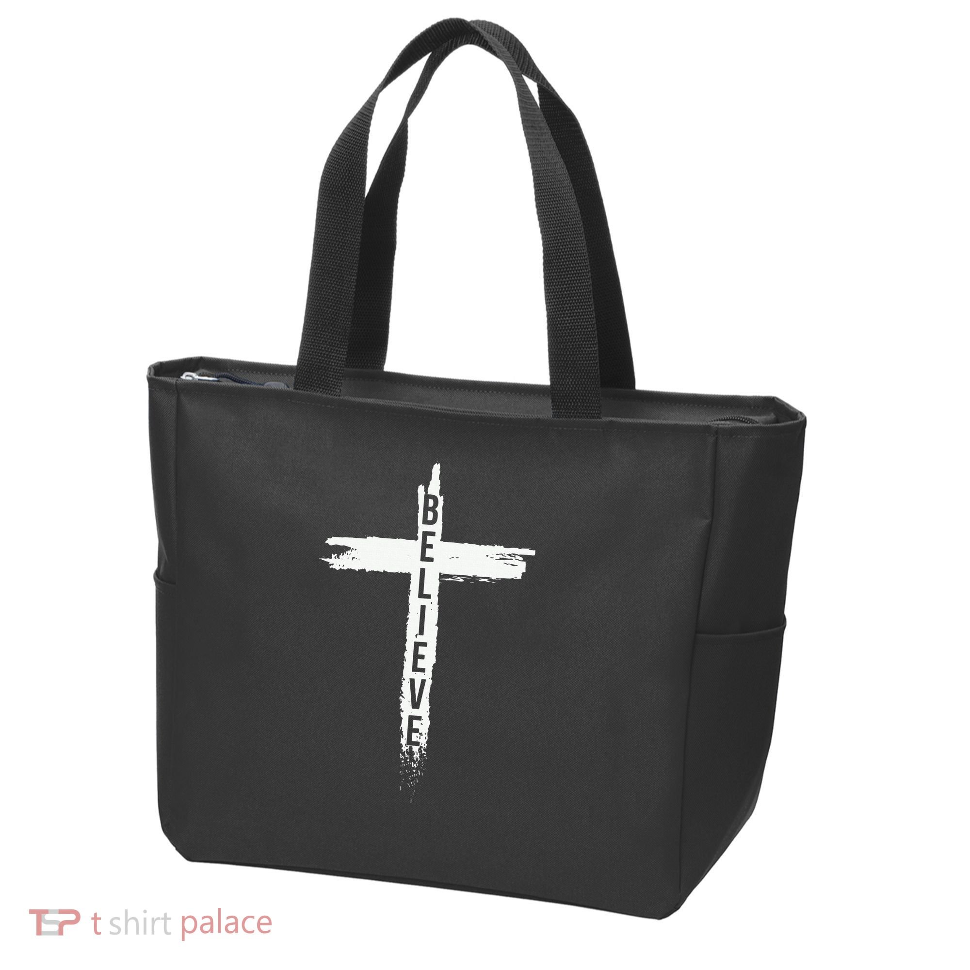 Believe Christian Cross Jesus Christ Christians Tote Bag