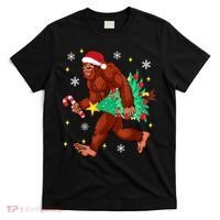 Bigfoot Carrying Christmas Tree Funny Xmas 2021 Sasquatch T-Shirt thumb 0