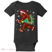 Bigfoot Carrying Christmas Tree Funny Xmas 2021 Sasquatch Baby Bodysuit thumb 0