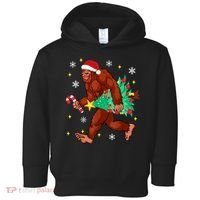 Bigfoot Carrying Christmas Tree Funny Xmas 2021 Sasquatch Toddler Hoodie thumb 0