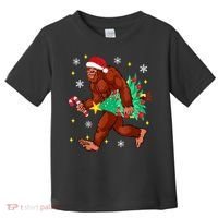 Bigfoot Carrying Christmas Tree Funny Xmas 2021 Sasquatch Toddler T-Shirt thumb 0