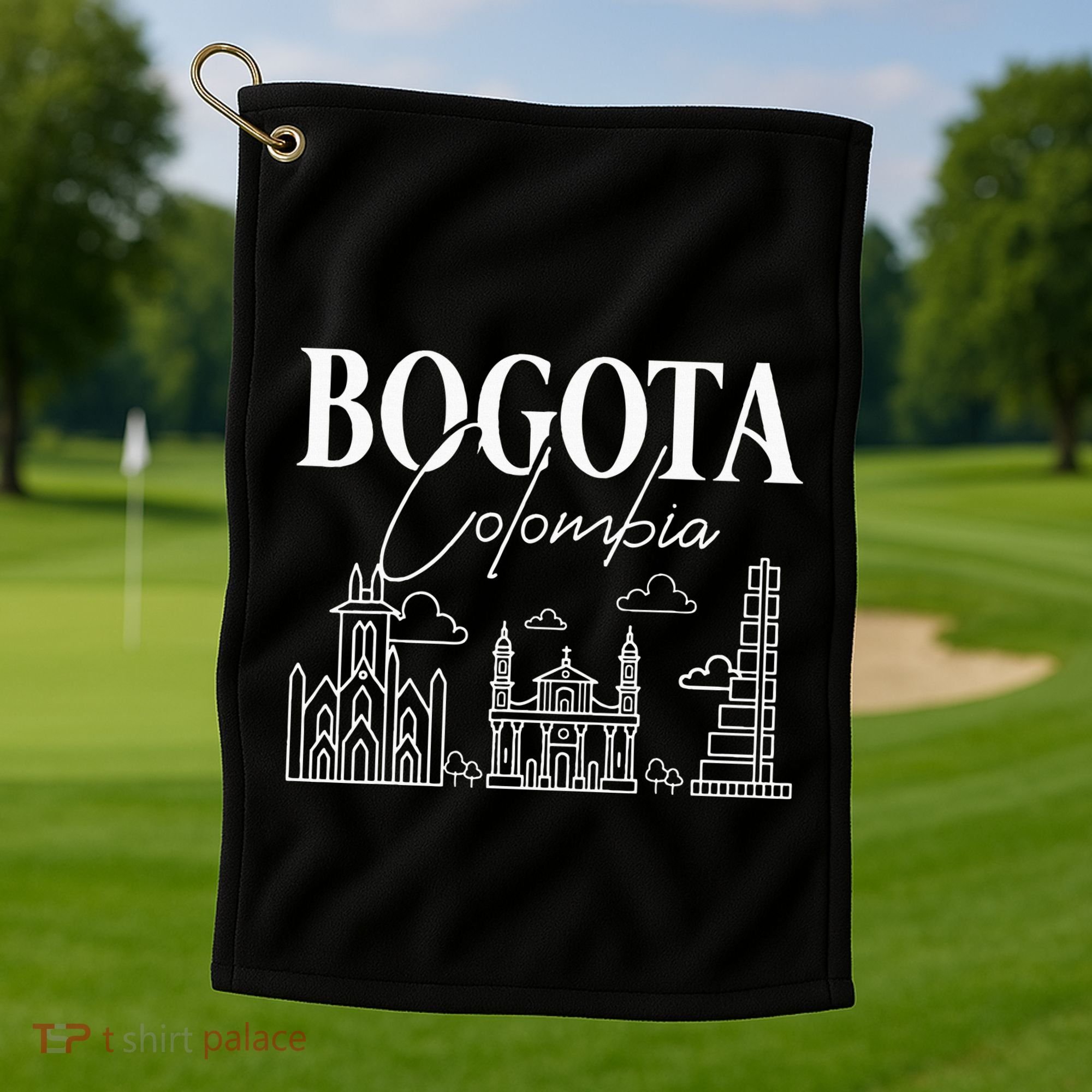 Bogota Colombia City Skyline Map Travel Golf Towel