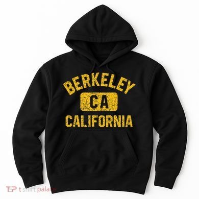 Berkeley CA California Gym Style Distressed Amber Print Hoodie