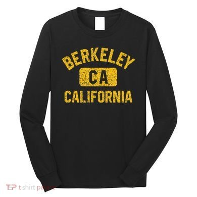 Berkeley CA California Gym Style Distressed Amber Print Long Sleeve Shirt
