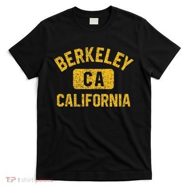 Berkeley CA California Gym Style Distressed Amber Print T-Shirt