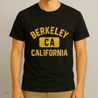 Berkeley CA California Gym Style Distressed Amber Print T-Shirt thumb 3
