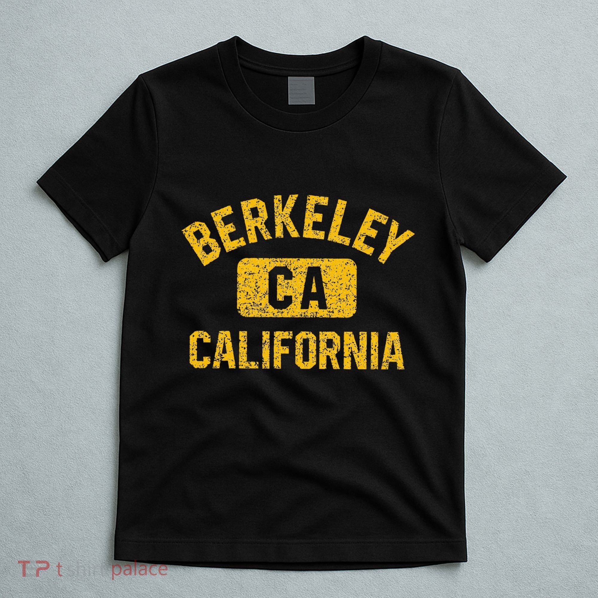 Berkeley CA California Gym Style Distressed Amber Print T-Shirt