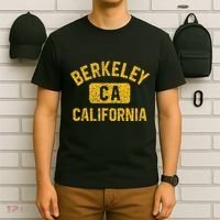 Berkeley CA California Gym Style Distressed Amber Print T-Shirt thumb 6