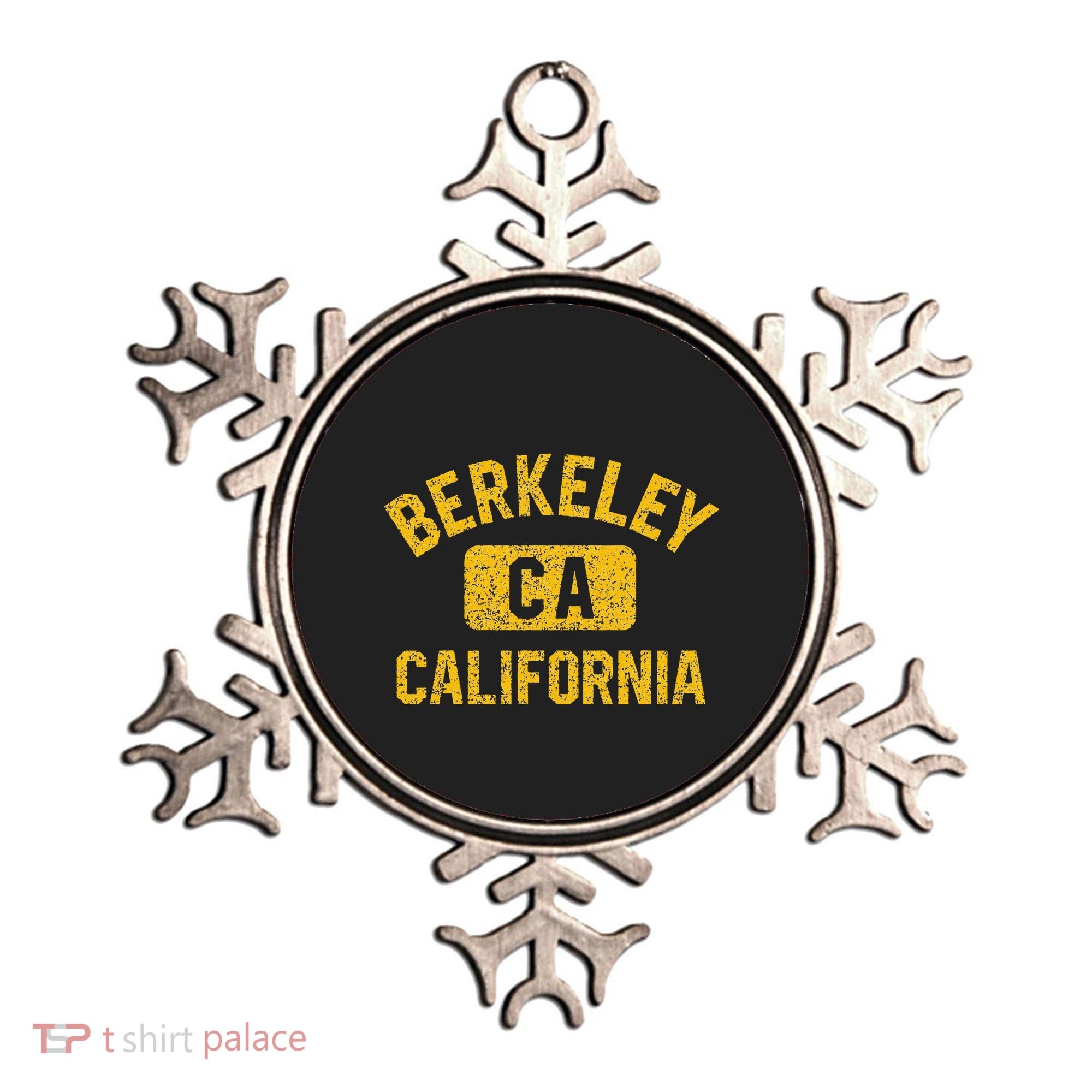Berkeley CA California Gym Style Distressed Amber Print Ornament