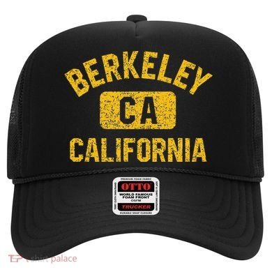 Berkeley CA California Gym Style Distressed Amber Print Hat