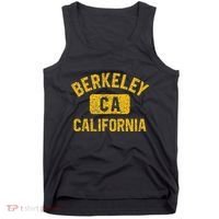 Berkeley CA California Gym Style Distressed Amber Print Tank Top thumb 0