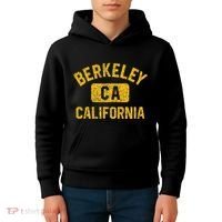 Berkeley CA California Gym Style Distressed Amber Print Kids Hoodie thumb 4
