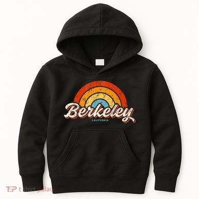 Berkeley California Ca Vintage Rainbow Retro 70s Kids Hoodie