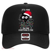 Black Cat christmas It's Fine I'm Fine Everything Is Fine Hat thumb 0