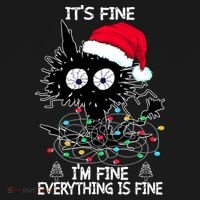 Black Cat christmas It's Fine I'm Fine Everything Is Fine Visor thumb 3