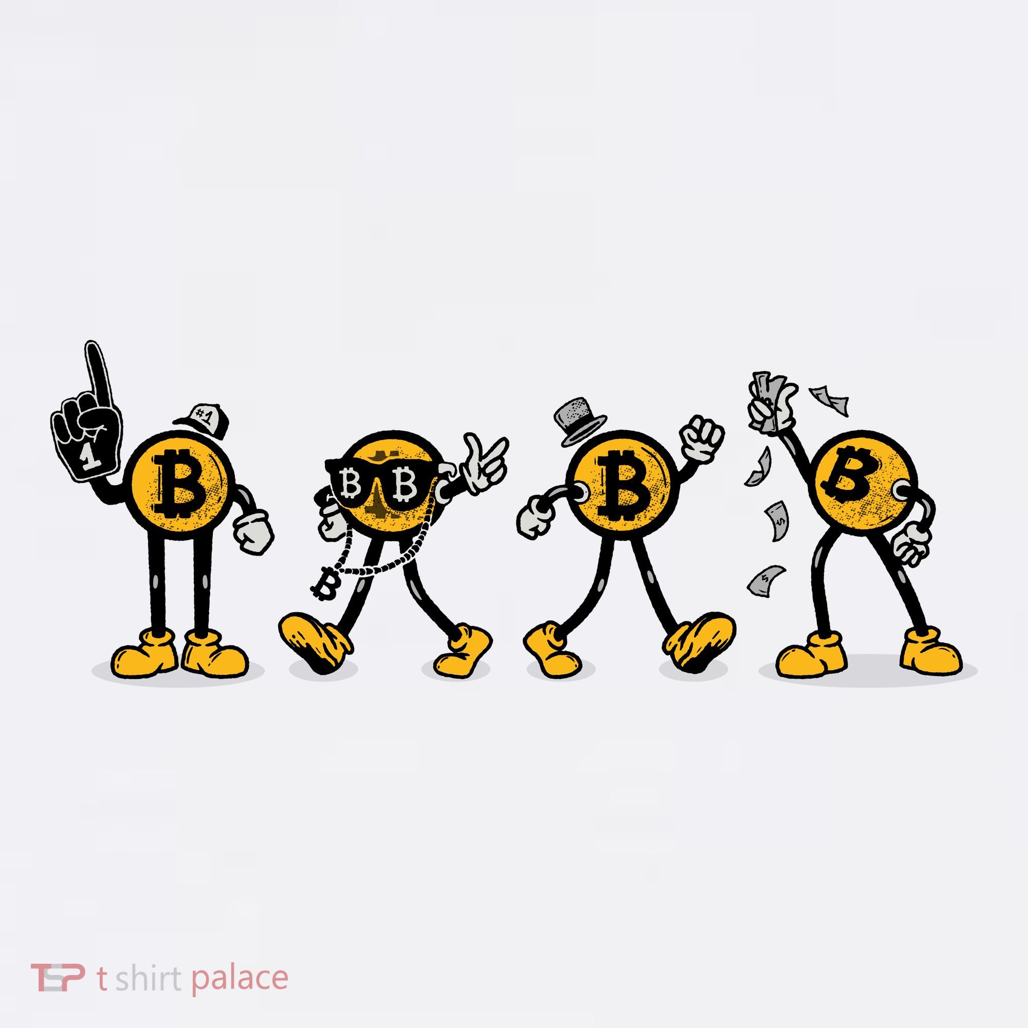 Bitcoin Cartoon Characters Garment-Dyed Sweatshirt