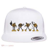 Bitcoin Cartoon Characters Flat Bill Trucker Hat thumb 0