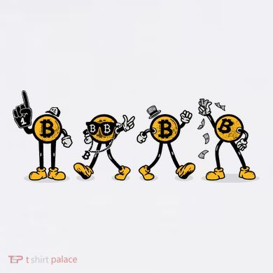 Bitcoin Cartoon Characters Flat Bill Trucker Hat