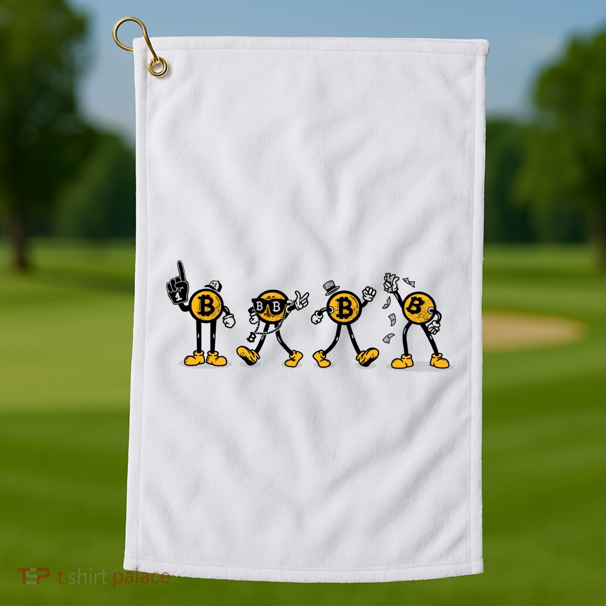 Bitcoin Cartoon Characters Golf Towel