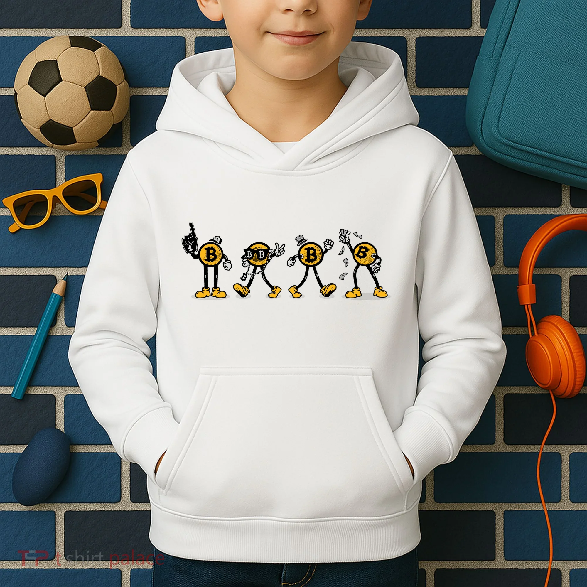 Bitcoin Cartoon Characters Kids Hoodie