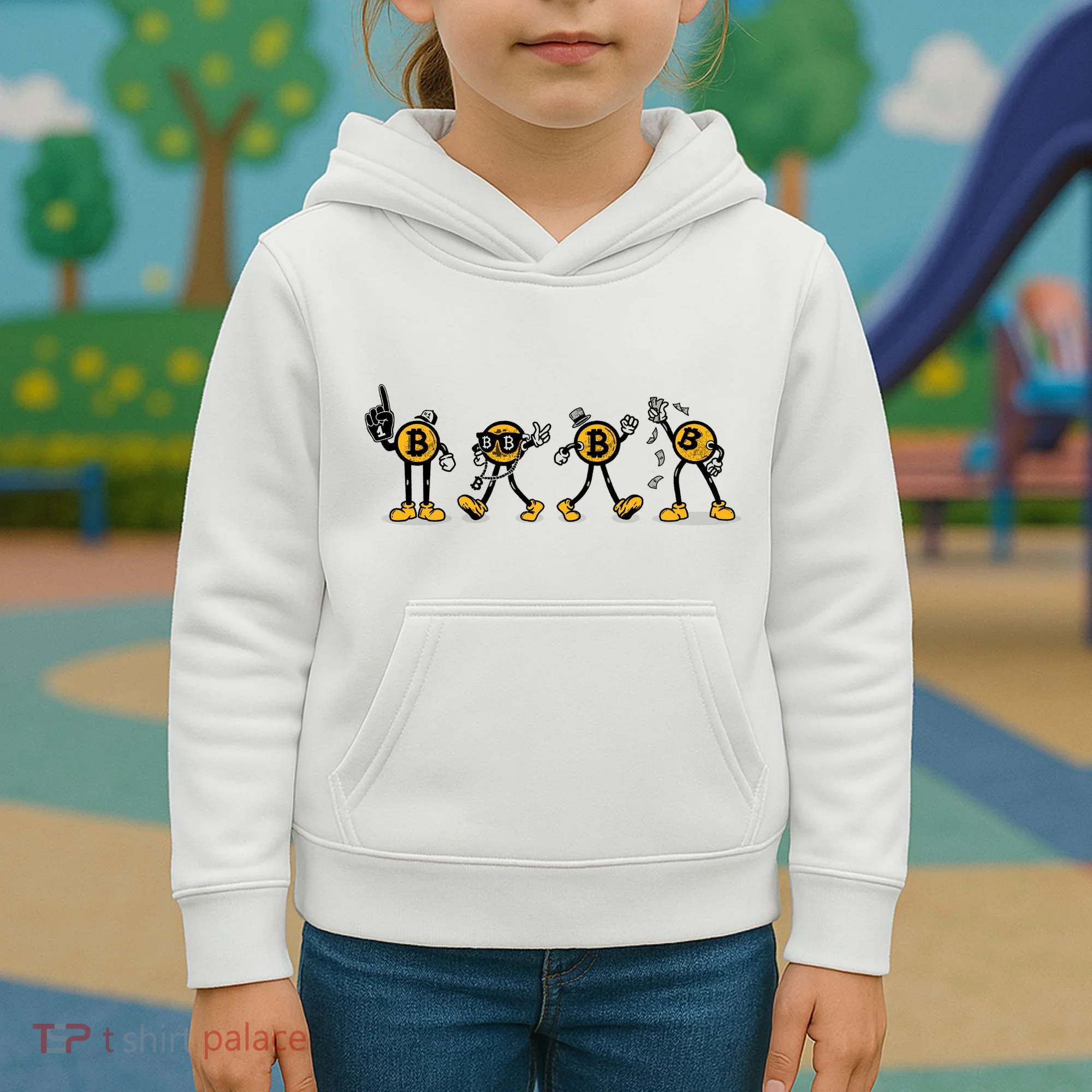 Bitcoin Cartoon Characters Kids Hoodie