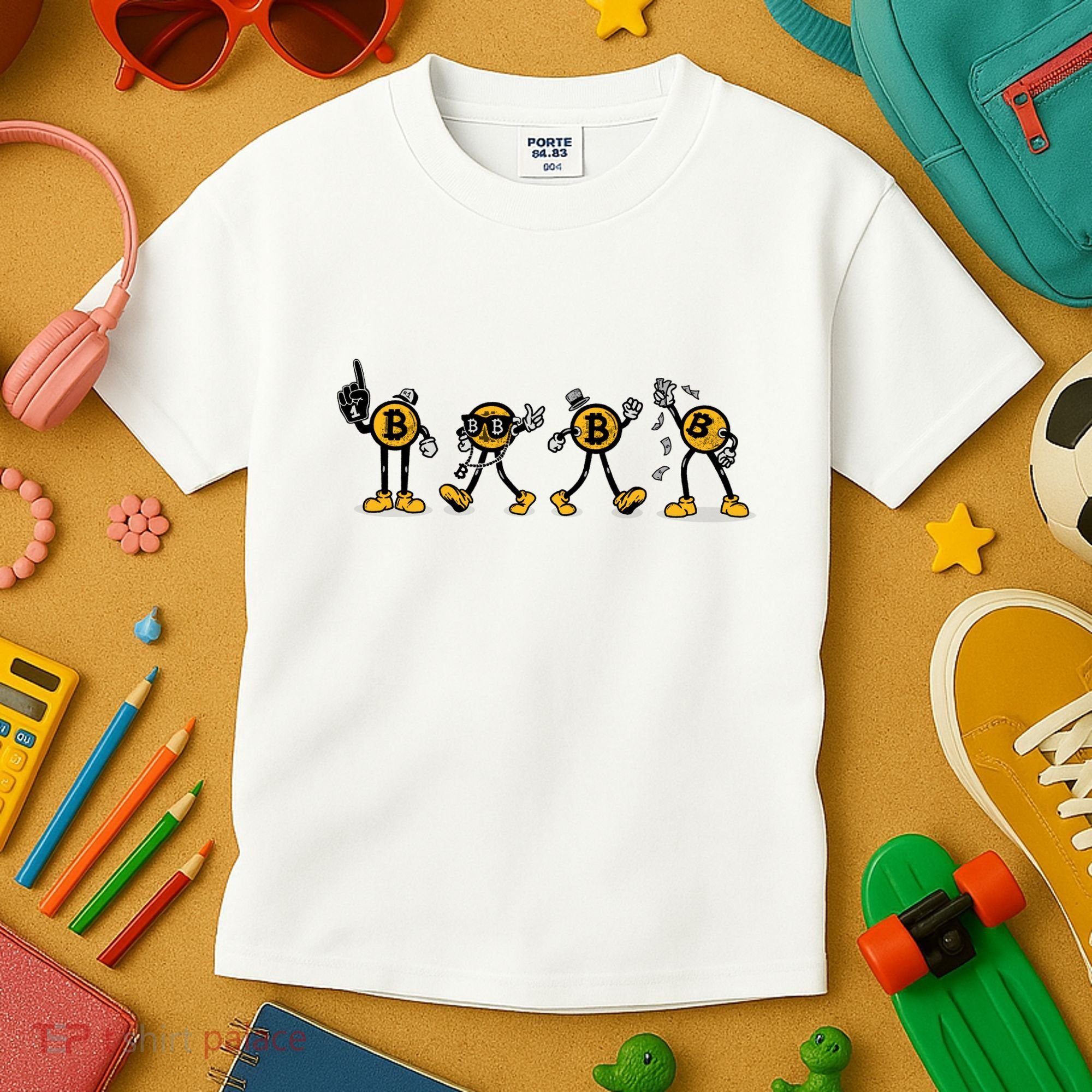 Bitcoin Cartoon Characters Kids T-Shirt