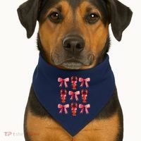 Bow Cute Coquette Crawfish USA-Made Doggie Bandana thumb 1