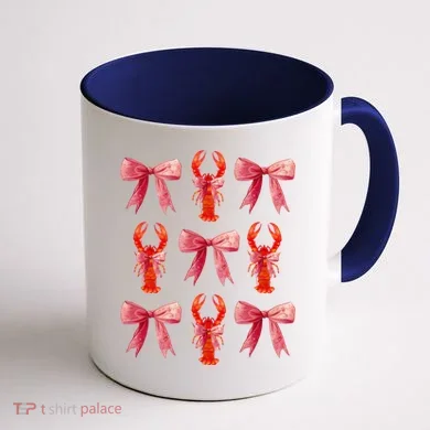 Bow Cute Coquette Crawfish Coffee Mug back