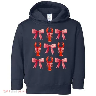 Bow Cute Coquette Crawfish Toddler Hoodie