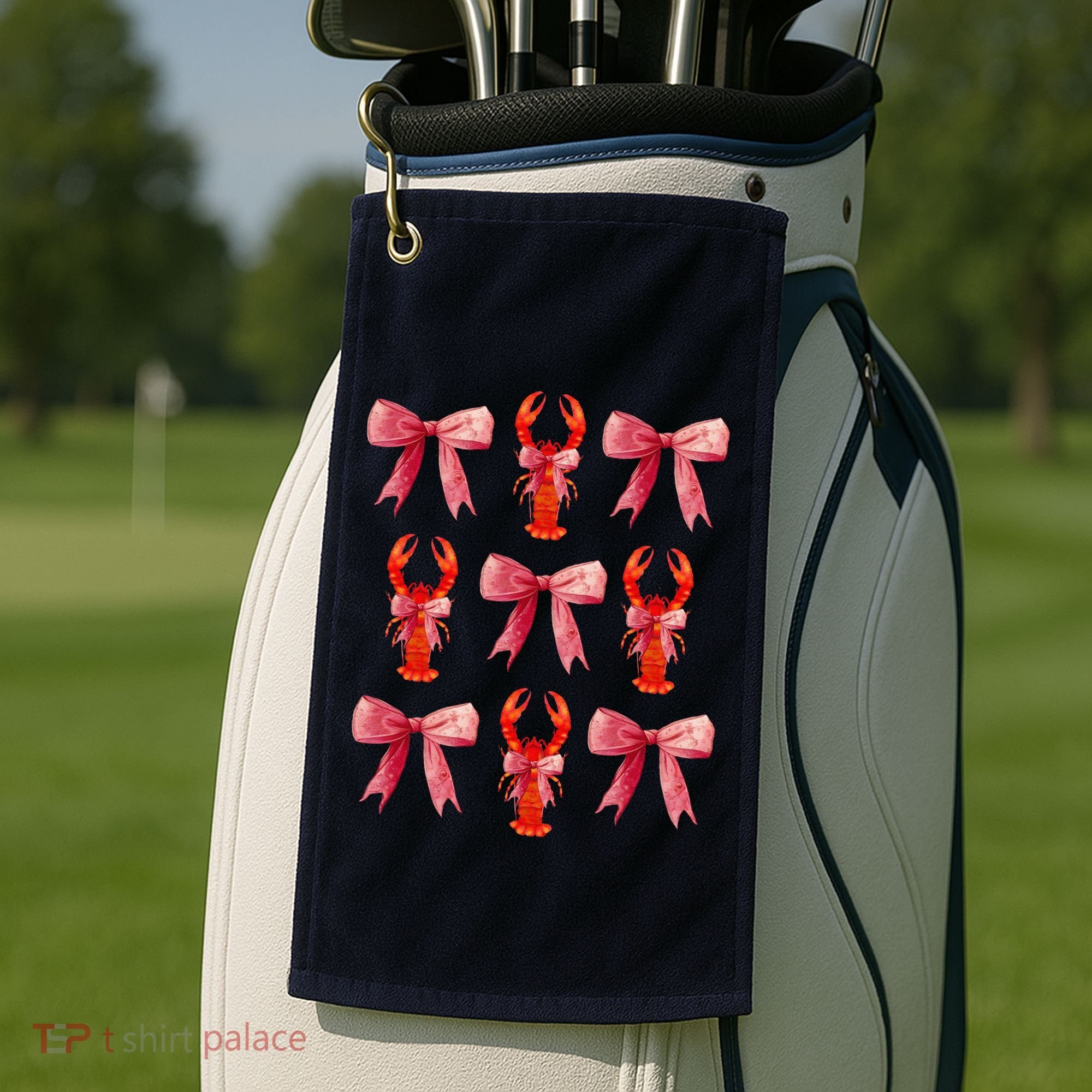 Bow Cute Coquette Crawfish Golf Towel